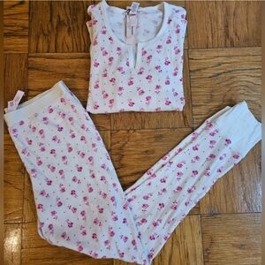 NWT Victoria's Secret Thermal Floral Pink Pajamas- size XXL